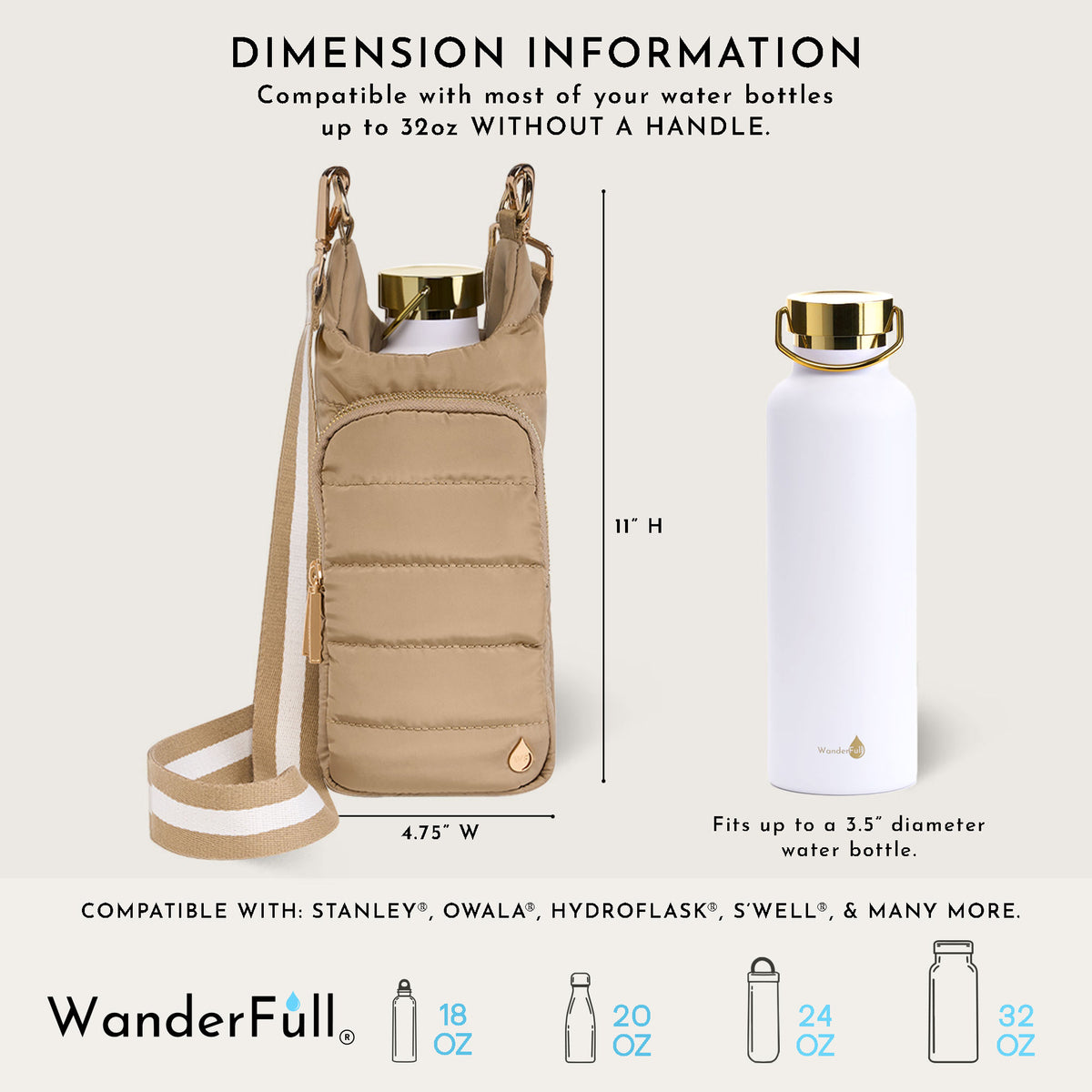 WanderFull Classic Matte Khaki HydroBag®