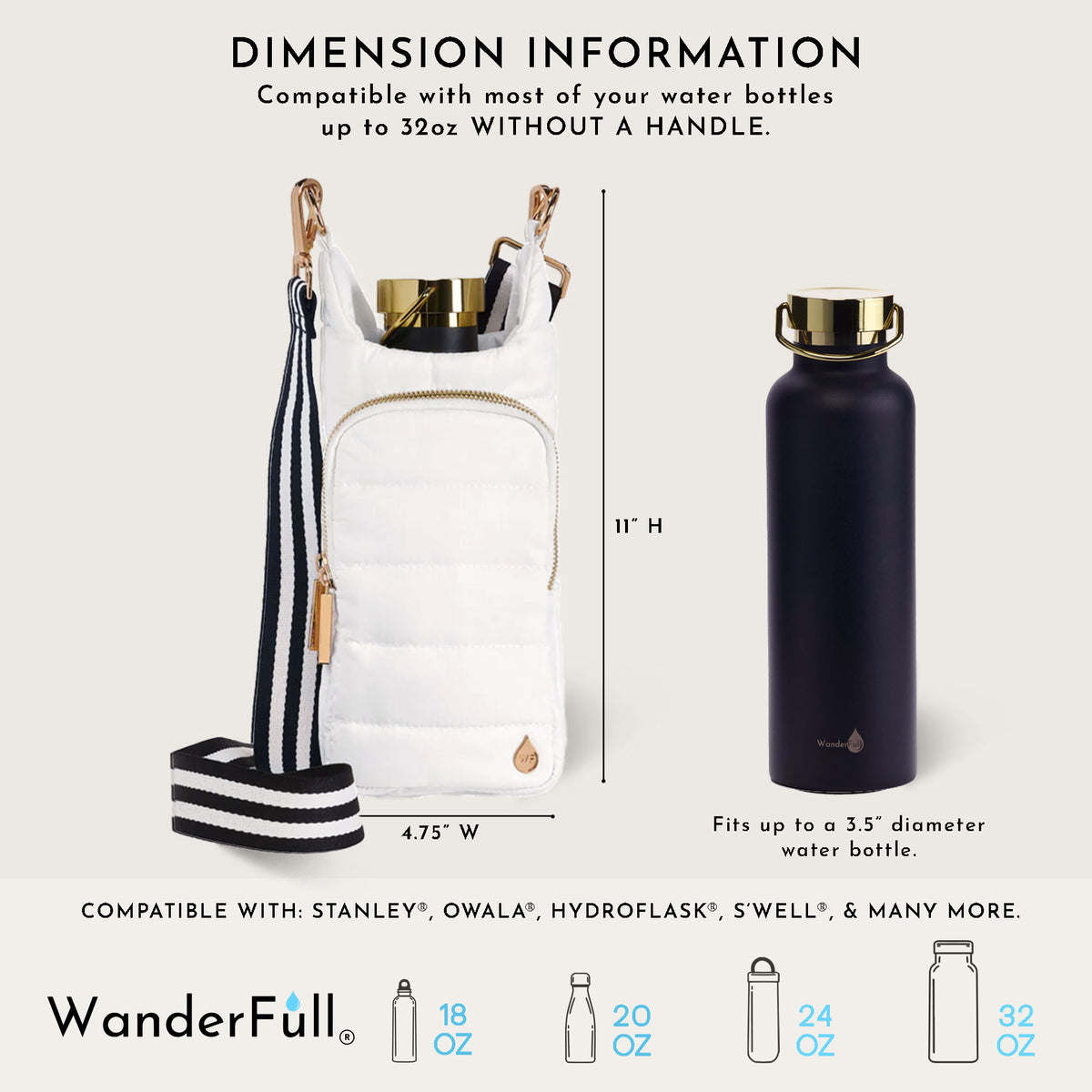 WanderFull White Ripstop HydroBag® Black/White