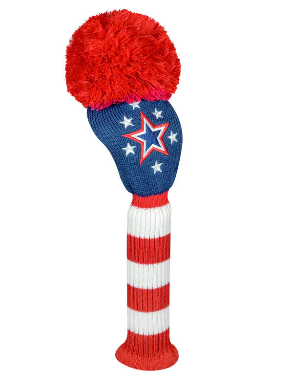 Just4Golf Stars & Stripes Knit Headcovers With Pom