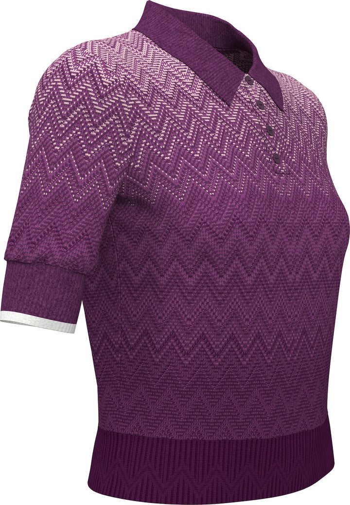 Callaway Chevron Gradient Knit Half Short Sleeve Sweater Polo [SF26]