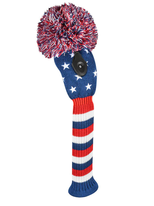 Just4Golf Stars &amp; Stripes Knit Headcovers With Pom
