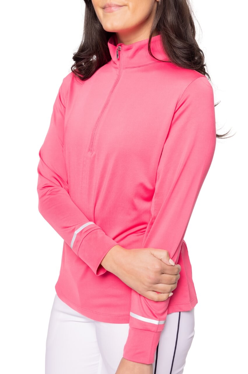 Golftini Fabulous Long Sleeve Hot Pink Mock Pullover