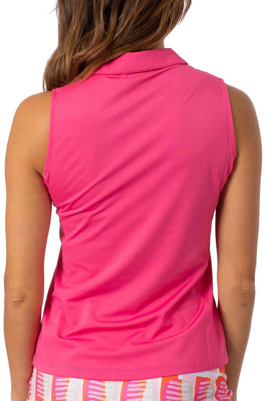 Golftini Classic Sleeveless Hot Pink Zip Polo