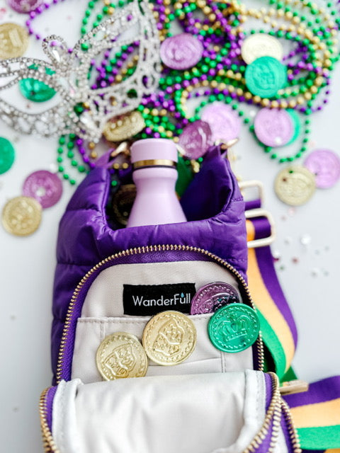 WanderFull Classic Matte Deep Violet HydroBag® with Mardi Gras Strap