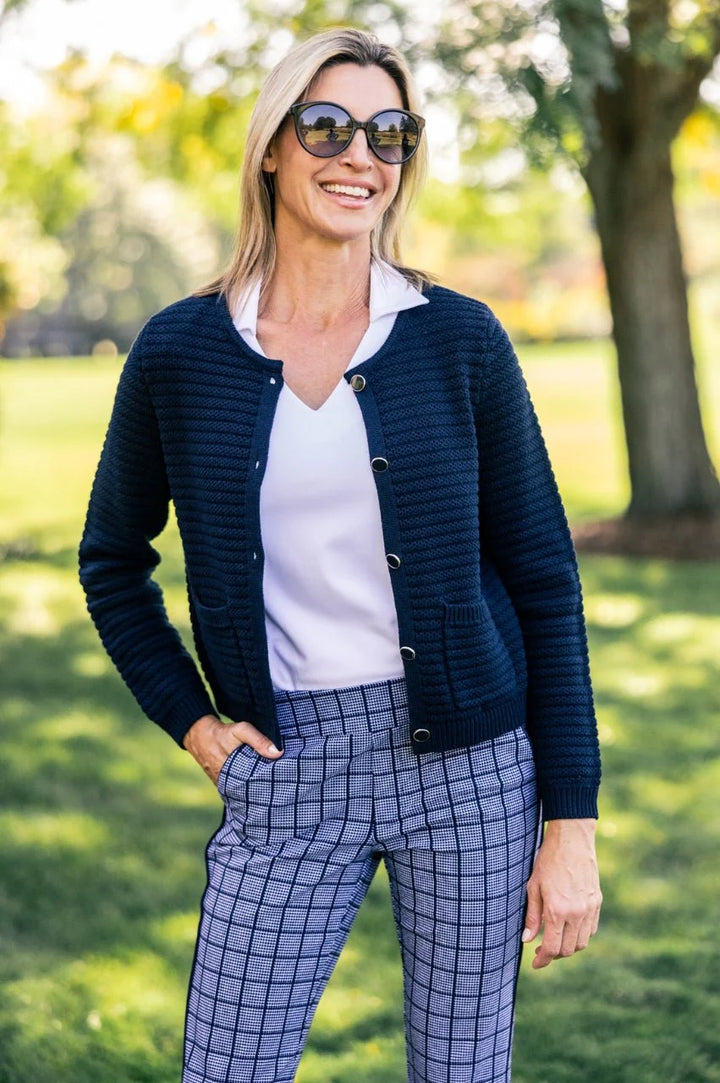 Golftini Varsity Navy Stretch Cardigan [F26]