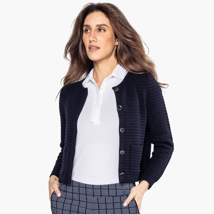 Golftini Varsity Navy Stretch Cardigan [F26]
