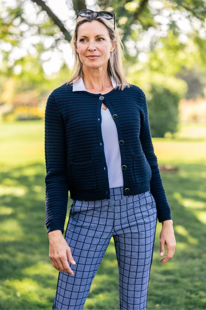 Golftini Varsity Navy Stretch Cardigan [F26]