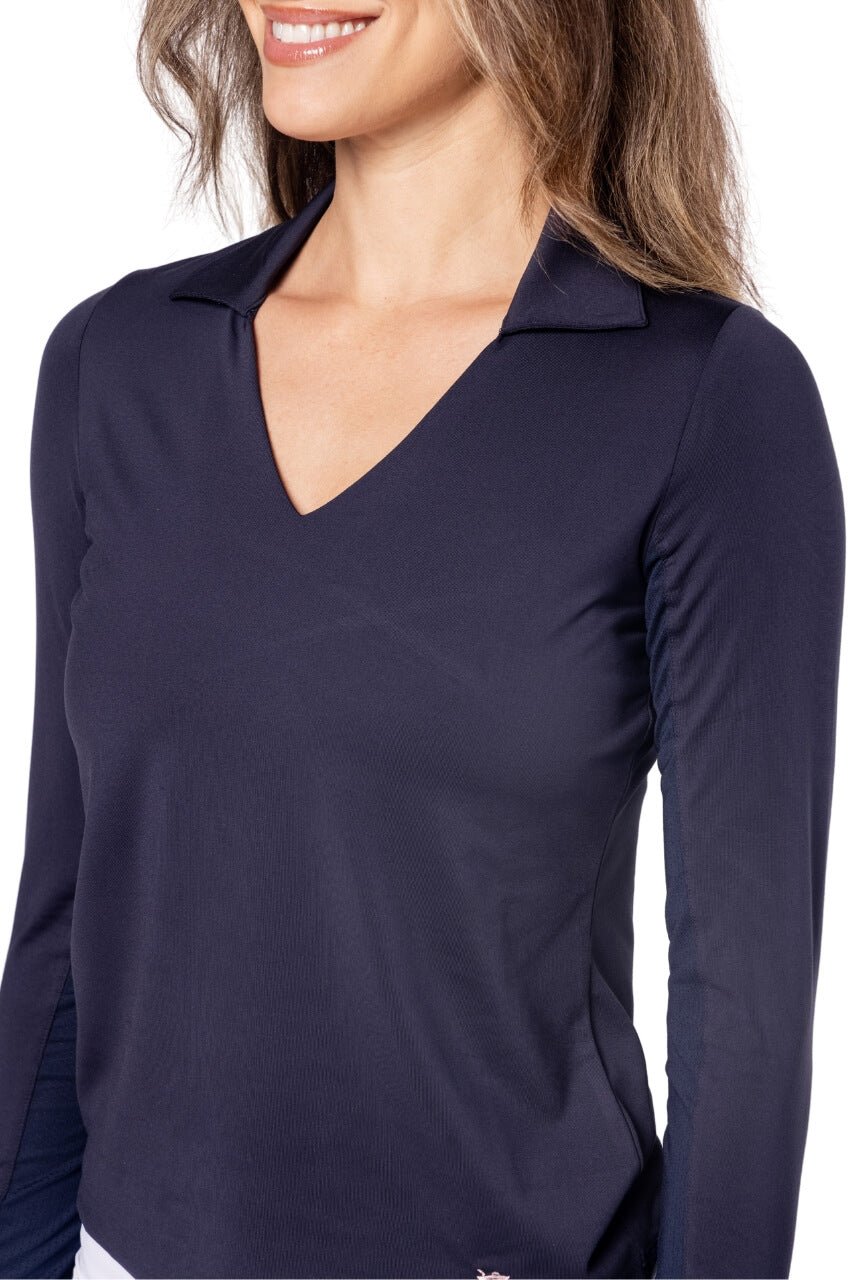 Golftini Lisa Navy Long Sleeve Polo
