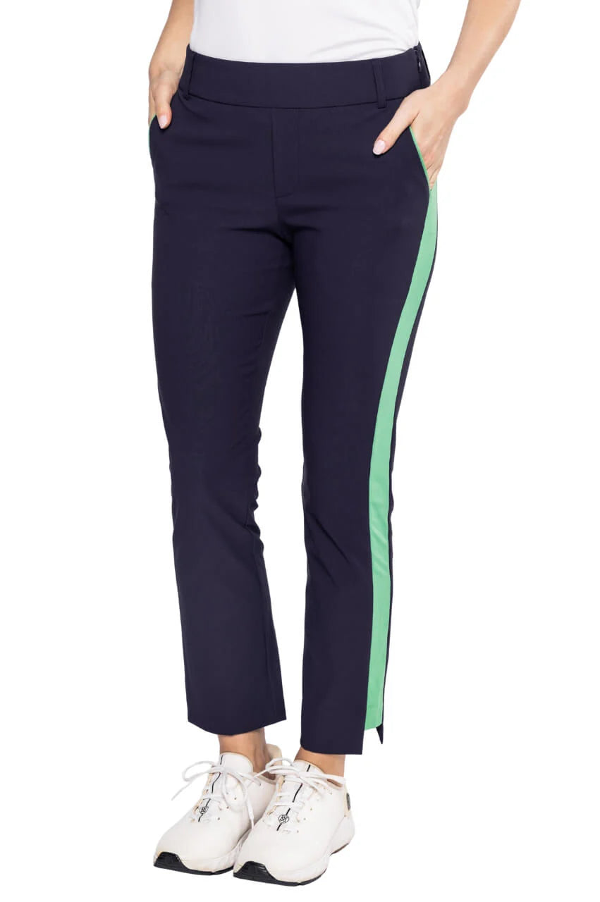Golftini 27"  Navy/Kelly Green Ankle Pant