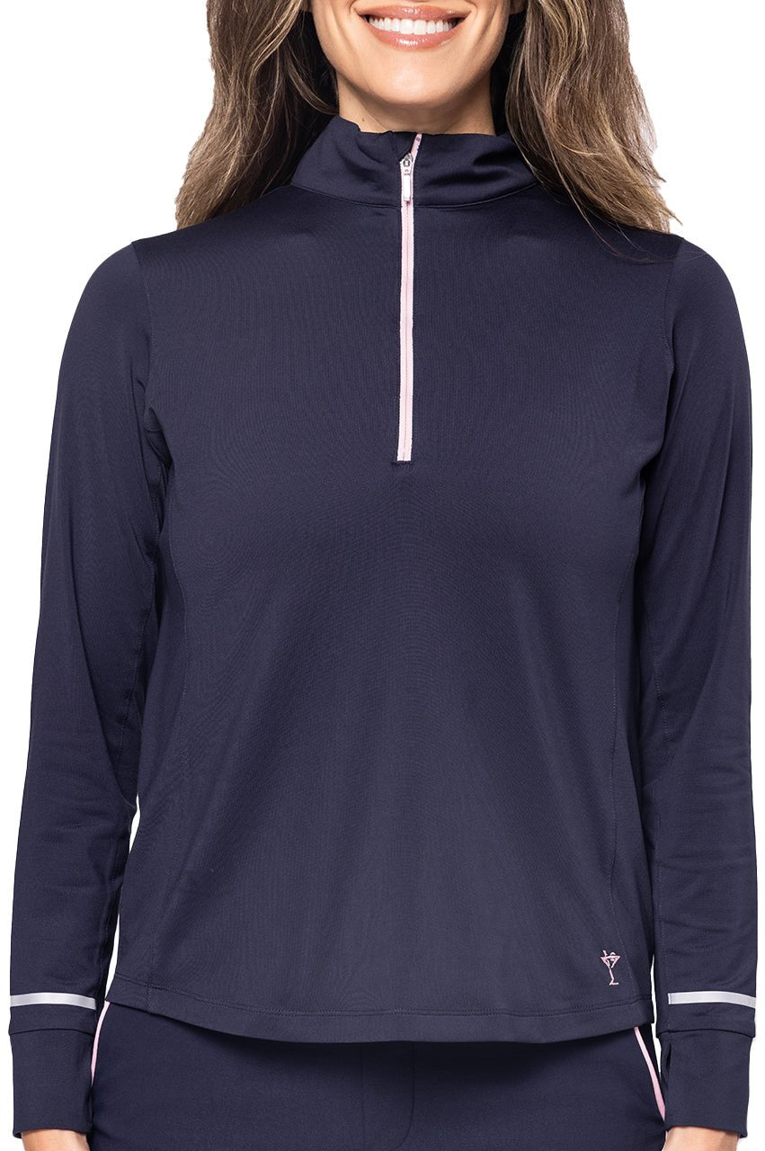 Golftini Fabulous Long Sleeve Navy/Rose Pink Pullover