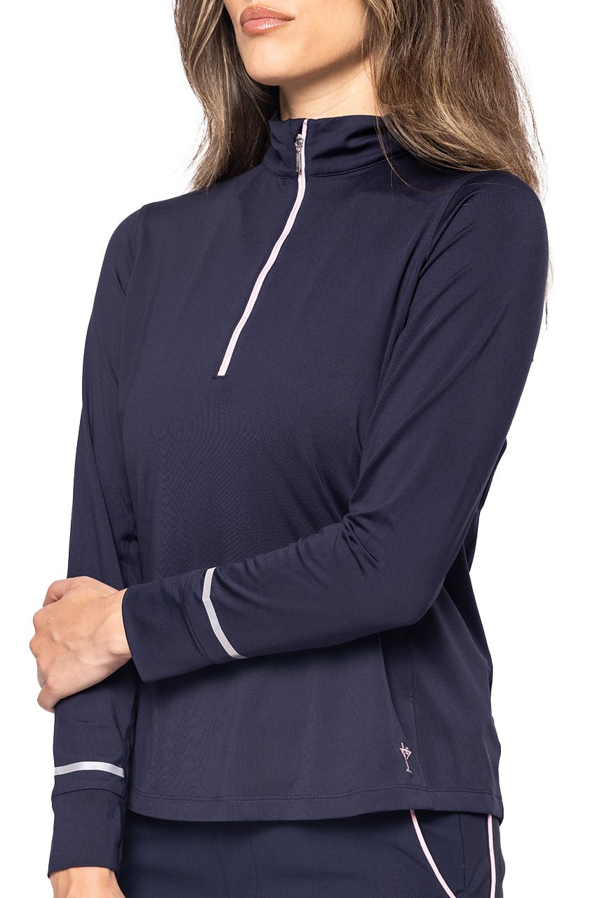 Golftini Fabulous Long Sleeve Navy/Rose Pink Pullover