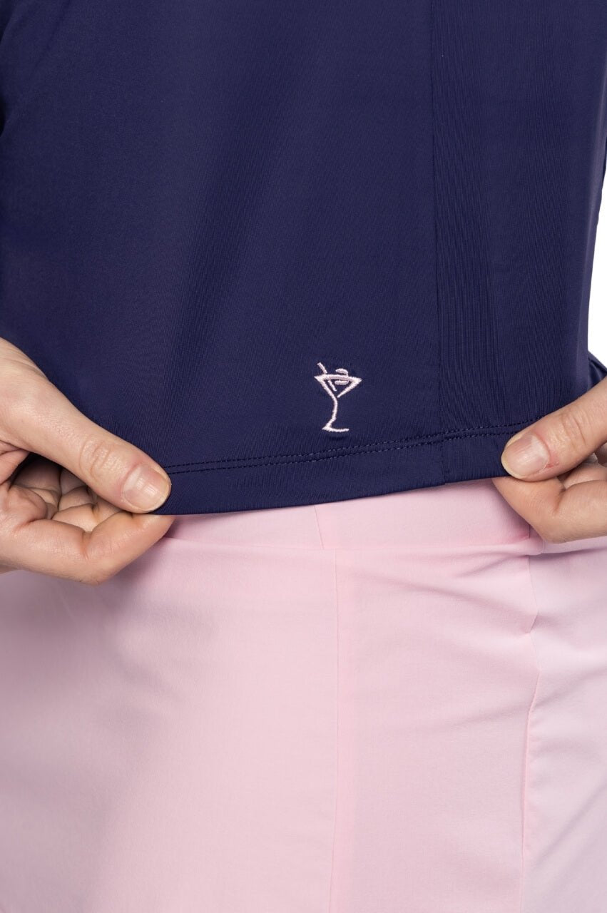 Golftini Cool Girl Long Sleeve Navy/Rose Pink Mock