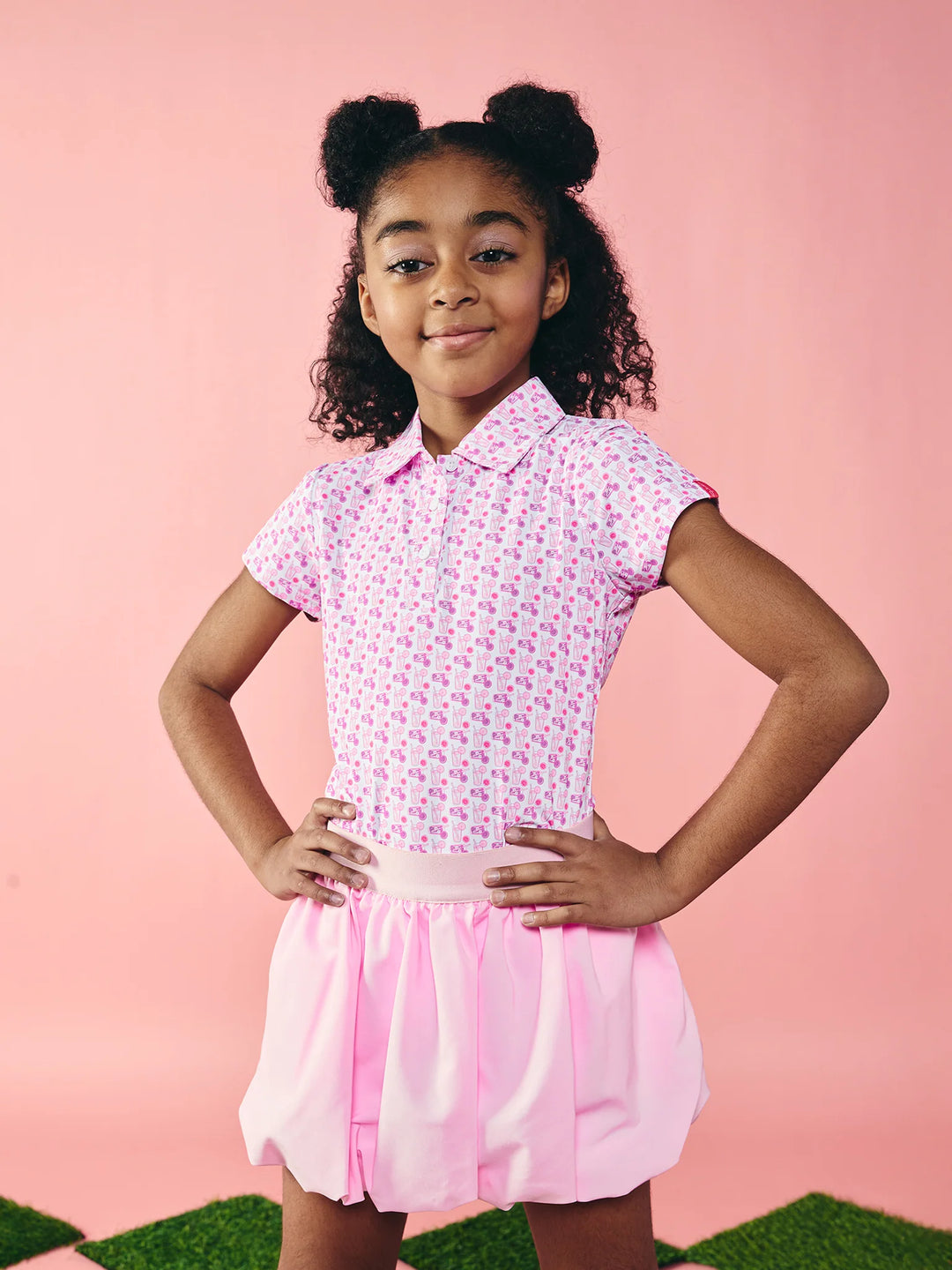 GARB Girls Nessa Pink Bubble Golf Skort