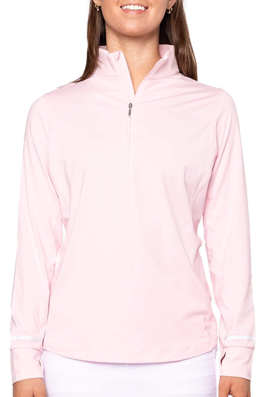 Golftini Fabulous Long Sleeve Rose Pink Fabulous Mock Pullover