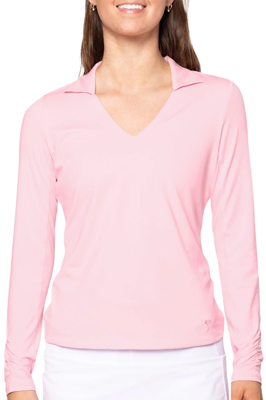 Golftini Lisa Rose Pink Long Sleeve Polo