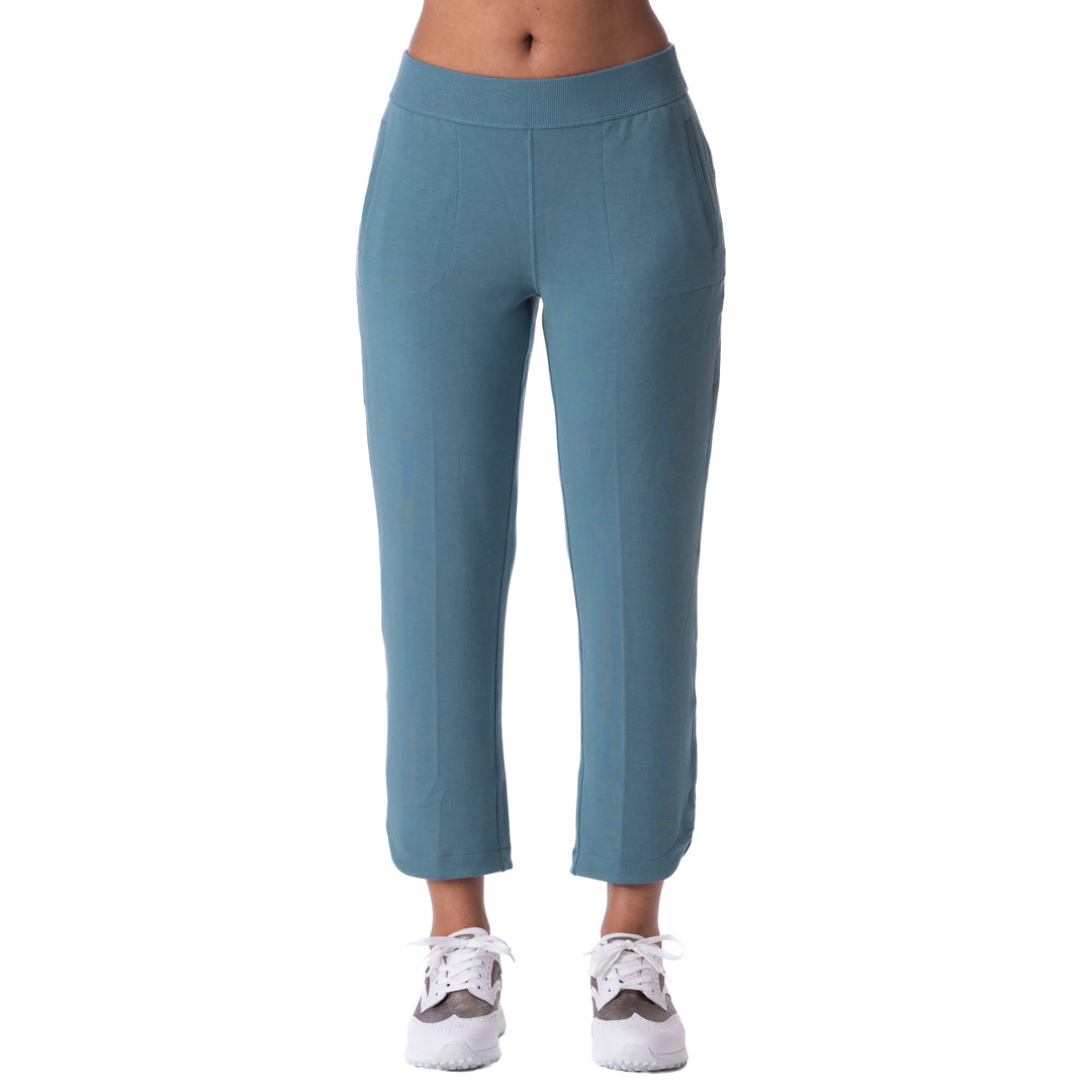 BelynKey Sueded Blissful Silver Pine Knit Straight Crop Pant