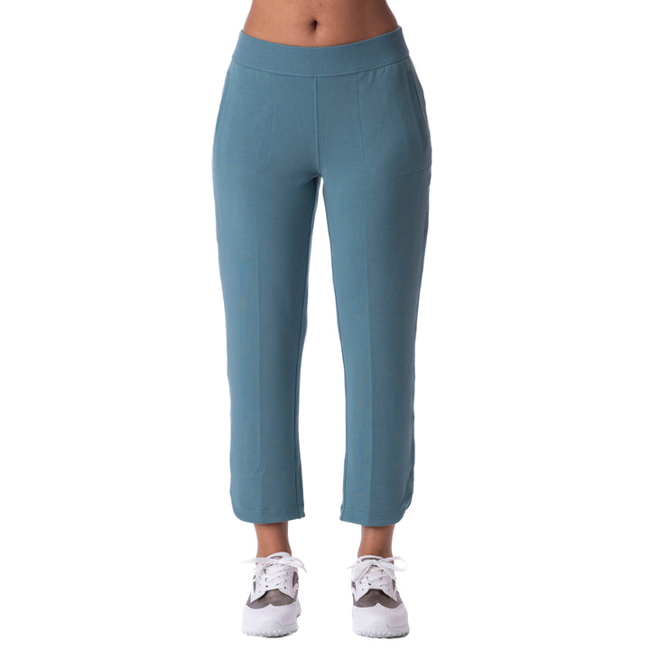 BelynKey Sueded Blissful Silver Pine Knit Straight Crop Pant