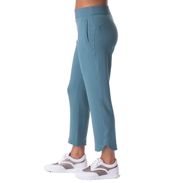 BelynKey Sueded Blissful Silver Pine Knit Straight Crop Pant