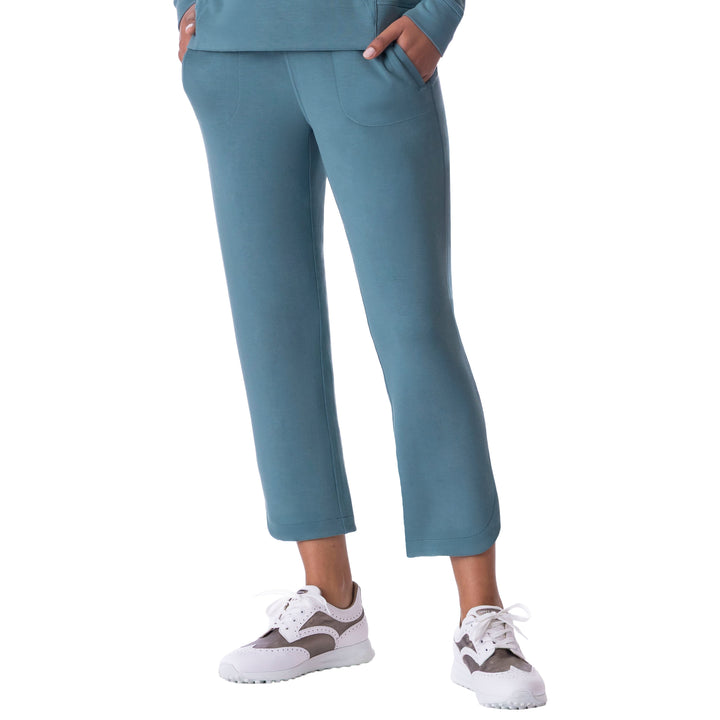 BelynKey Sueded Blissful Silver Pine Knit Straight Crop Pant