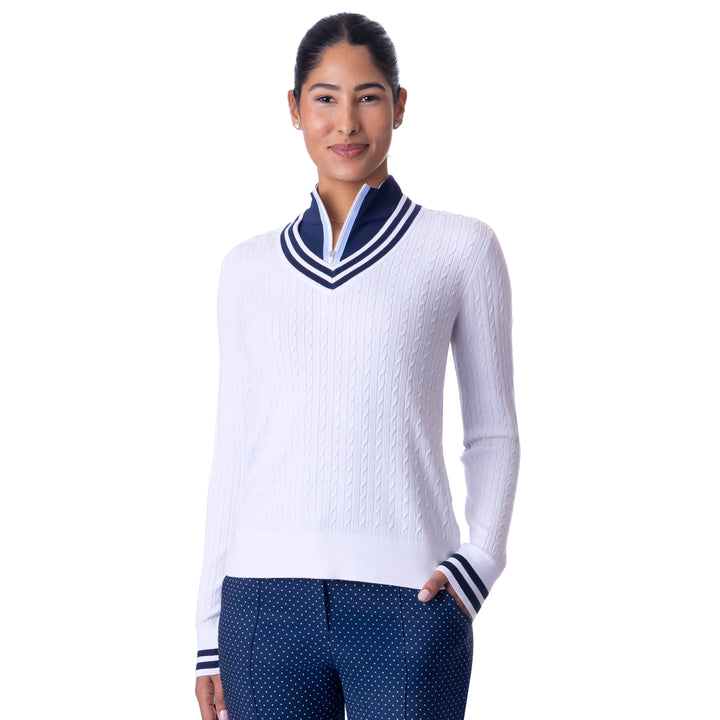 BelynKey Ivy Chalk/Ink V-neck Sweater