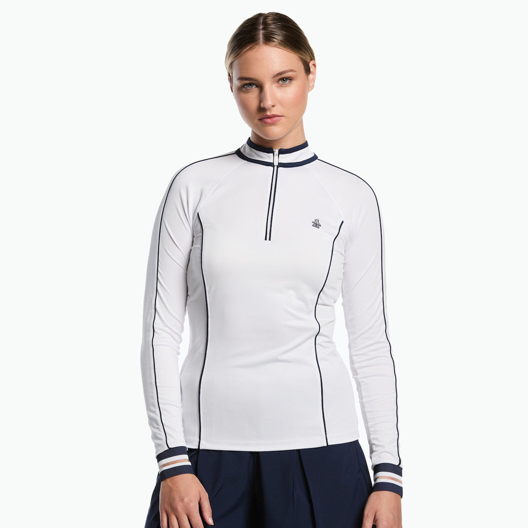 Brilliant White Original Penguin Long Sleeve Sun Protection Mock 