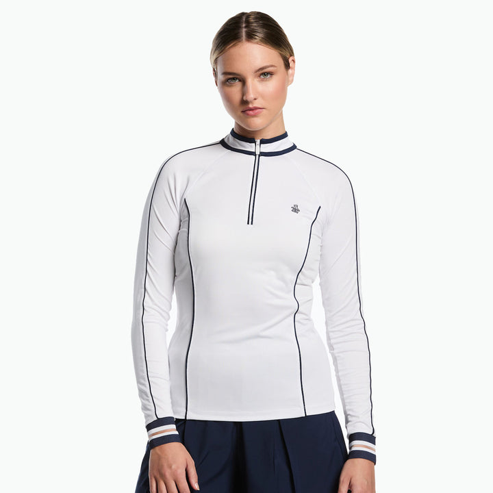 Brilliant White Original Penguin Long Sleeve Sun Protection Mock 