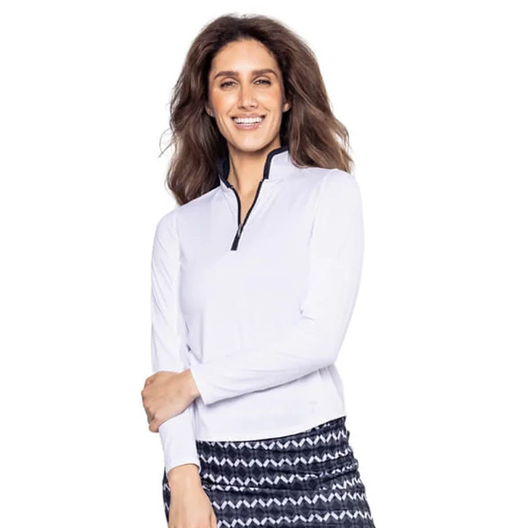Golftini Cool Girl White/Black Long Sleeve Polo