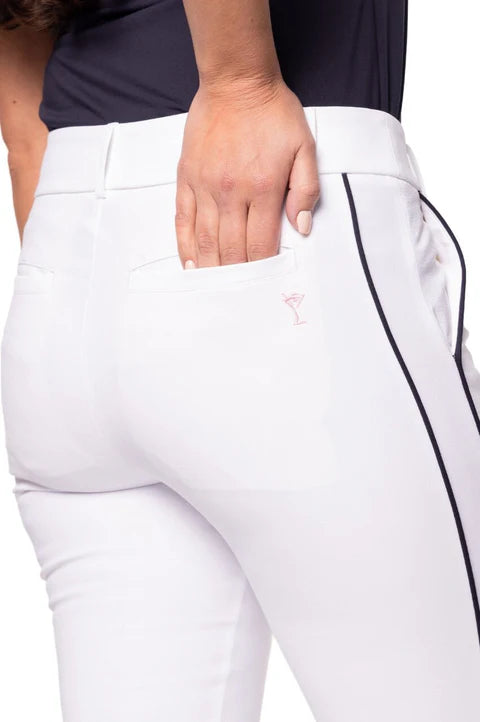 Golftini 27/30" White/Navy Ankle Pant